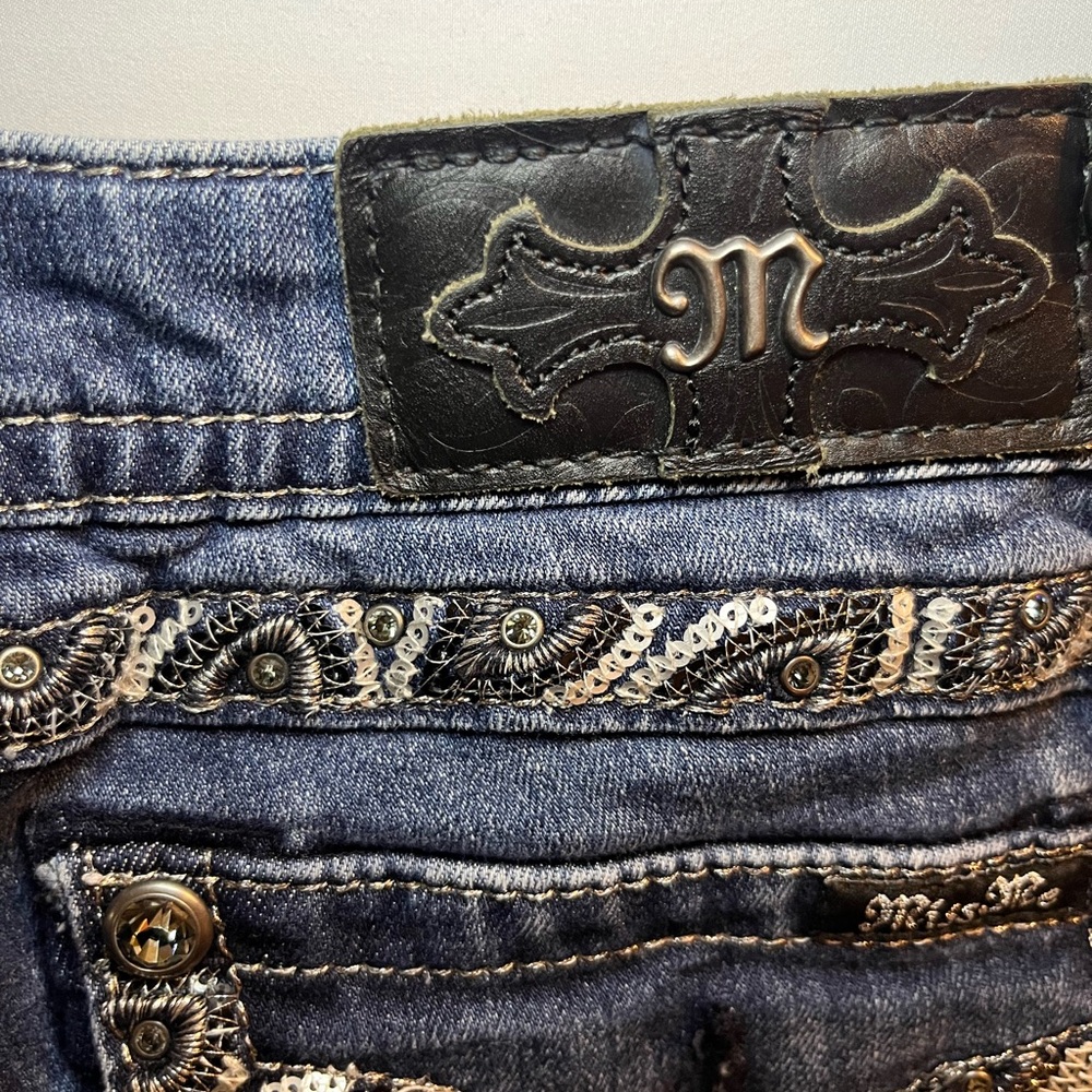 Miss Me Skinny Capri Jeans Dark Blue Womens Size 29 - Picture 8 of 11